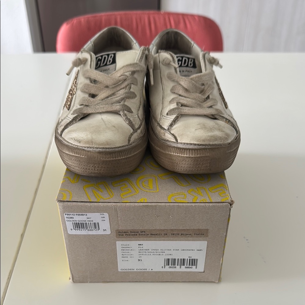 Golden Goose Kids Sneakers in Cream with Gold Star
